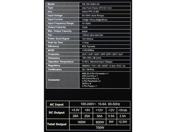 Fuente de Poder Cooler Master Silent Pro M de 700W.