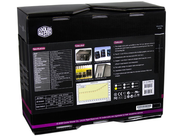 Fuente de Poder Cooler Master Silent Pro M de 700W.