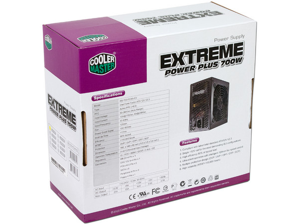 Fuente de Poder Cooler Master Extreme Power Plus de 700W.