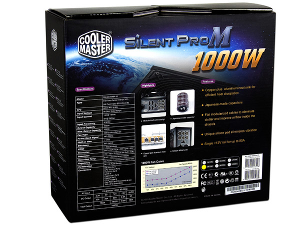 Fuente de Poder Cooler Master Silent Pro M de 1000W, ATX, 80 PLUS BRONZE.