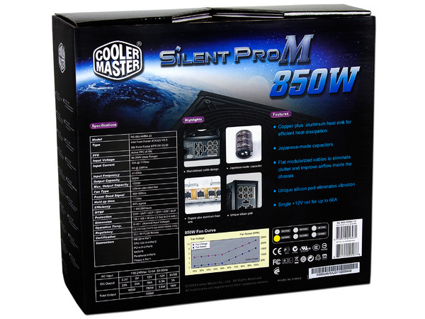 Fuente de Poder Cooler Master Silent Pro M de 850W, ATX, 80 PLUS BRONZE.