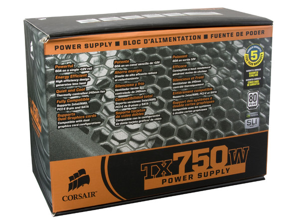 Fuente de Poder CORSAIR TX750W de 750W