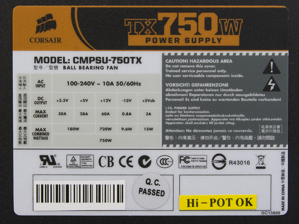Fuente de Poder CORSAIR TX750W de 750W