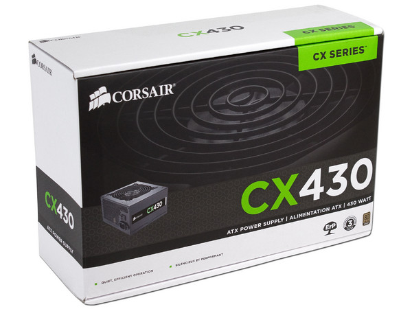 Fuente de Poder Corsair CX430 de 430W, ATX, 80 PLUS BRONZE.