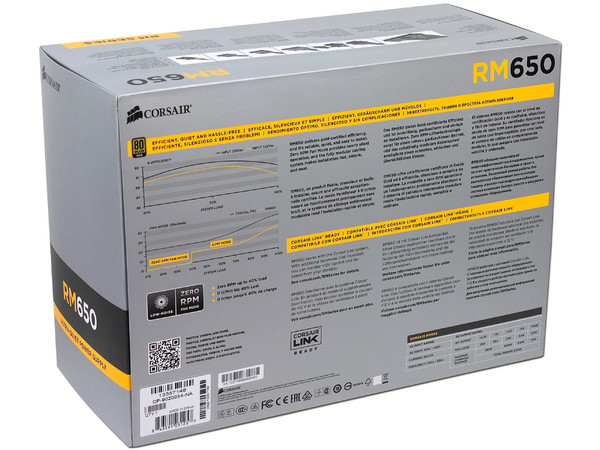Fuente de Poder Corsair RM650 de 650W, ATX, 80 PLUS GOLD.