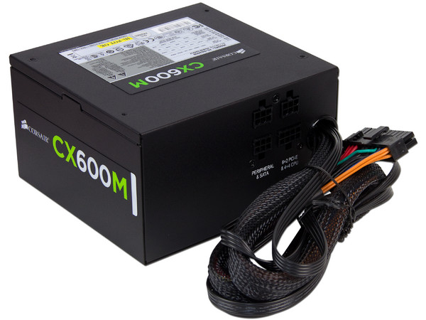 Fuente de Poder Corsair CX600M de 600W, ATX, 80 PLUS BRONZE.
