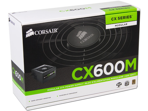 Fuente de Poder Corsair CX600M de 600W, ATX, 80 PLUS BRONZE.