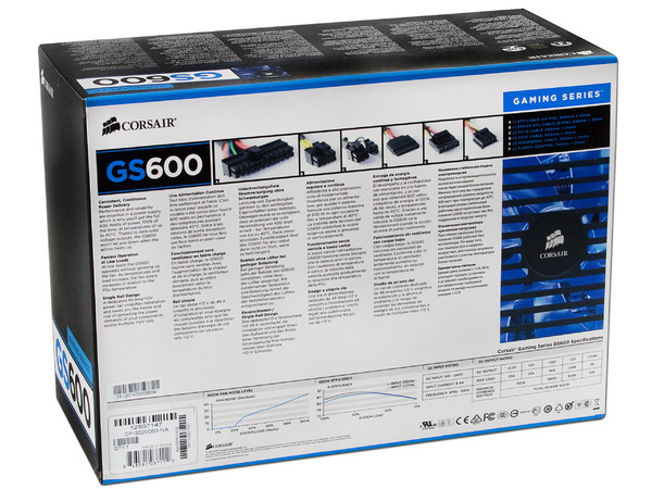 Fuente de Poder Corsair GS600 de 600W.