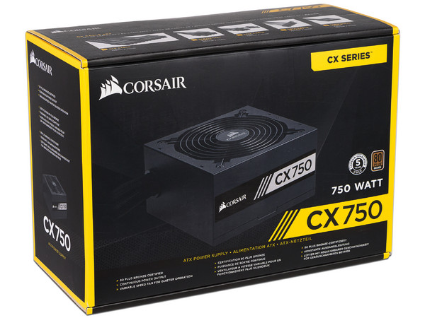Fuente de Poder Corsair CX750 de 750W, ATX, 80 PLUS Bronze.
