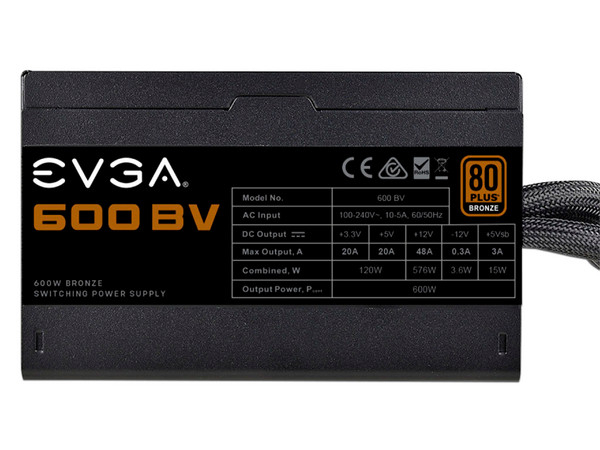 Fuente de Poder EVGA BV de 600W, ATX, 80 Plus Bronze.