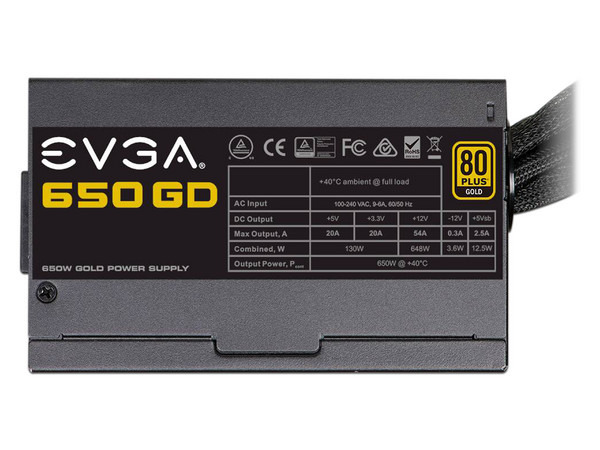 Fuente de Poder EVGA 650 GD de 650W, ATX, 80 Plus Gold.