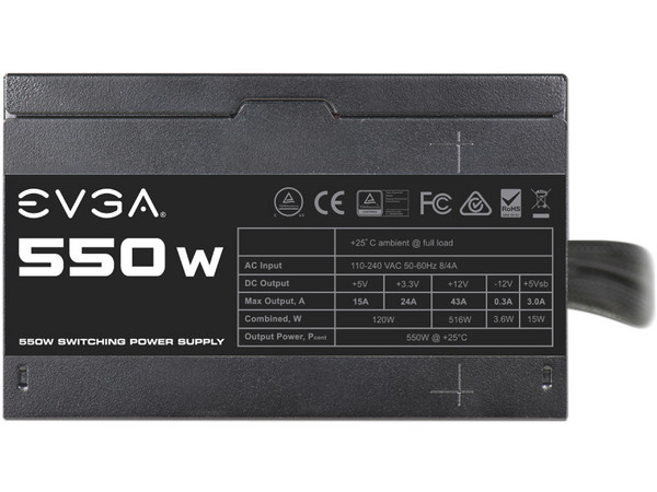 Fuente de Poder EVGA de 550W, ATX.