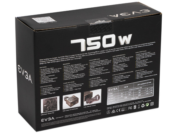 Fuente de Poder EVGA de 750W, ATX.