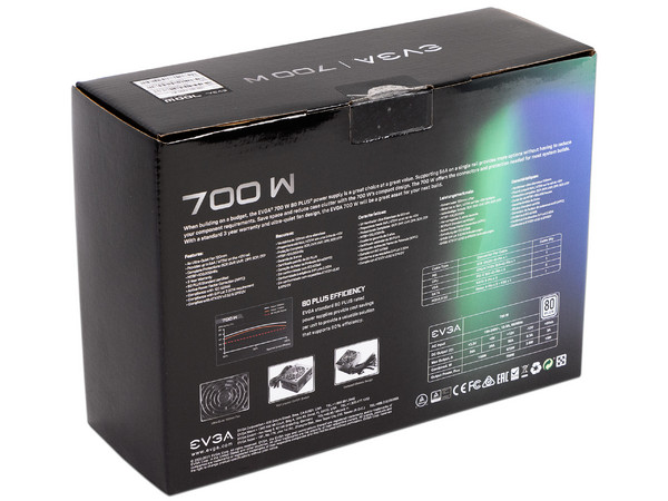 Fuente de Poder EVGA 100-w1-0700 de 700W, ATX, 80 PLUS.