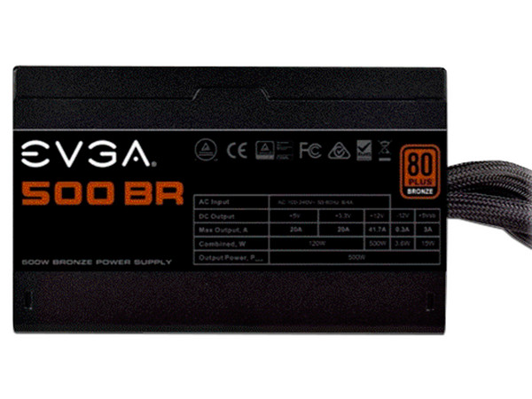 Fuente de Poder EVGA de 500W, ATX, 80 Plus Bronze.