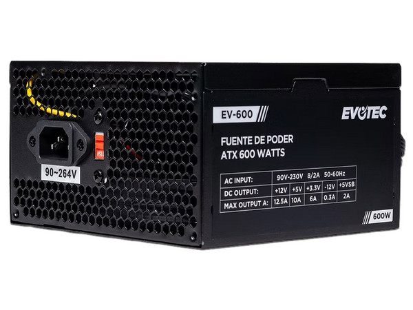 Fuente de Poder EVOTEC EV-600, 600W, Color Negro.