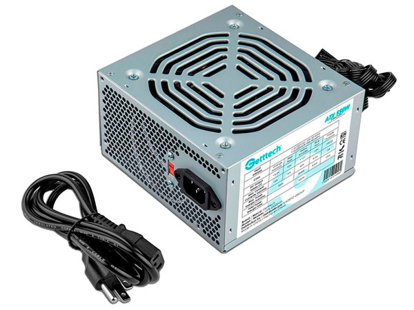 Fuente de poder Getttech de 550W, ATX, Cable de corriente de 1.2 m.