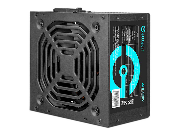 Fuente de Poder Getttech GFS-60020-01 de 600W, ATX, Color Negro.