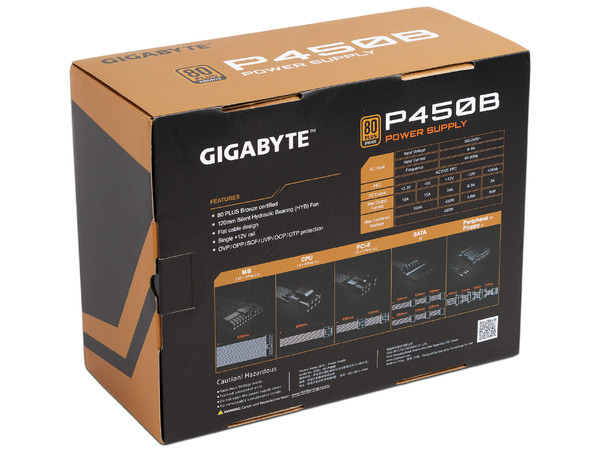 Fuente de Poder GIGABYTE P450B de 450W, ATX, 80 PLUS Bronze.