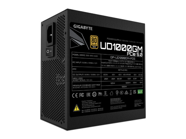 Fuente de Poder Modular Gigabyte UD1000GM PG5 de 1000W, ATX, 80 PLUS Gold, PCIe 5.0.