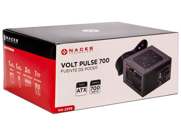 Fuente de Poder Naceb Volt Pulse 700 de 700W, ATX 2.3, SATA, IDE, PCIE. Color Negro.