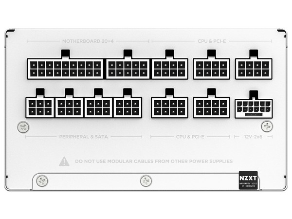 Fuente de Poder Modular NZXT C1000 de 1000W, ATX, 80 Plus Gold, Color Blanco.