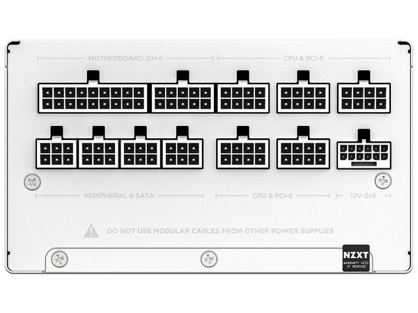 Fuente de Poder Modular NZXT C1200 de 1200W, ATX, 80 Plus Gold, Color Blanco.