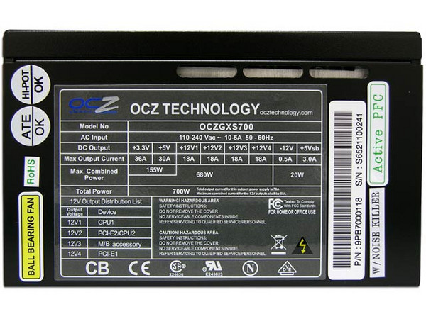 Fuente de Poder OCZ GameXStream de 700W para Gabinete ATX, Conector de 20/24 pines, Ventilador 120mm con Luz