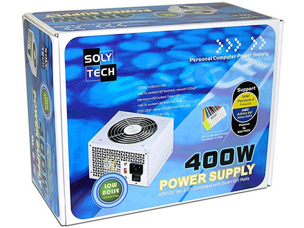 Fuente de Poder SolyTech de 400W, para Gabinete ATX