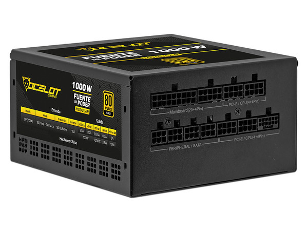 Fuente de Poder Modular Ocelot Gaming de 1000W, ATX, 80 PLUS Gold.
