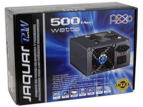 Fuente de Poder Pixxo JAGUAR de 500W para Gabinete ATX, Conector de 20/24 pines, Doble Ventilador