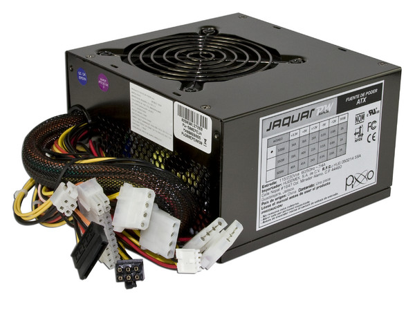 Fuente de Poder Pixxo JAGUAR de 500W para Gabinete ATX, Conector de 20/24 pines, Doble Ventilador