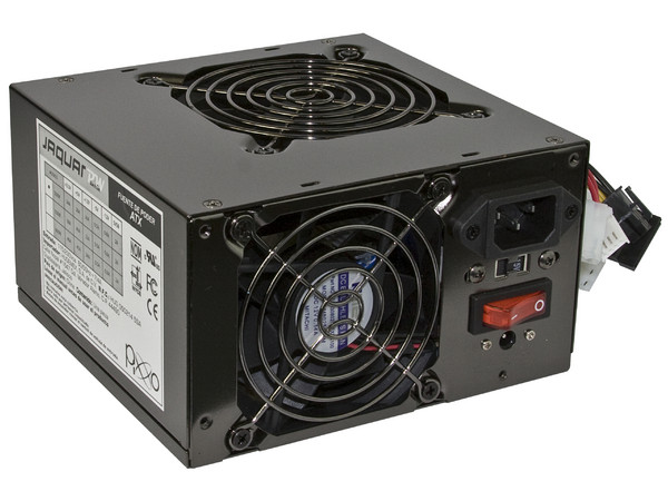 Fuente de Poder Pixxo JAGUAR de 500W para Gabinete ATX, Conector de 20/24 pines, Doble Ventilador