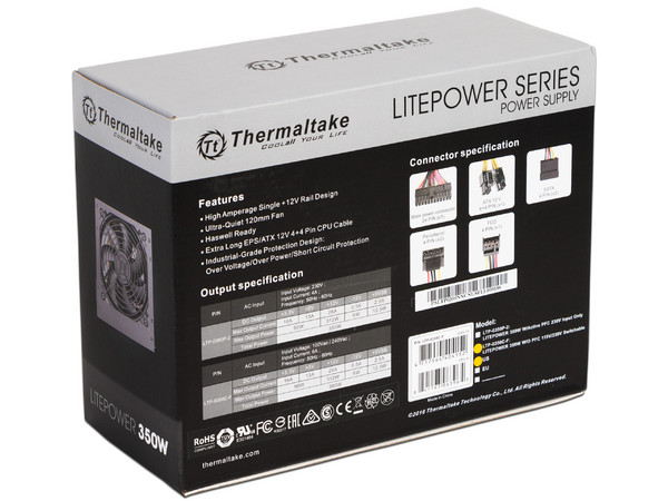Fuente de Poder Thermaltake Litepower 350W, ATX.