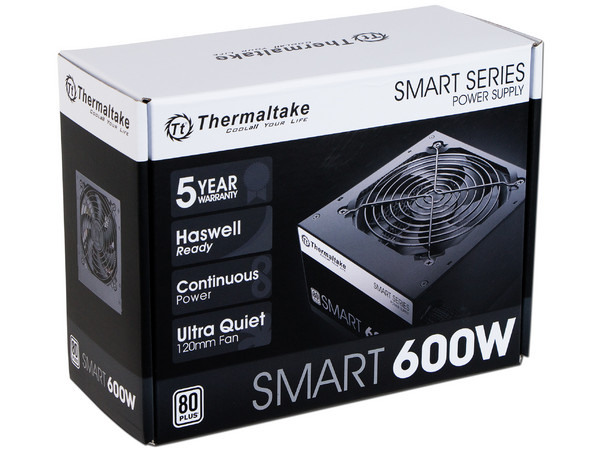 Fuente de Poder Thermaltake Smart 600W, ATX, 80 PLUS.