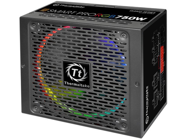 Fuente de poder Modular Thermaltake Smart Pro RGB de 750W, Zero Fan, ATX, 80 Plus Bronze.