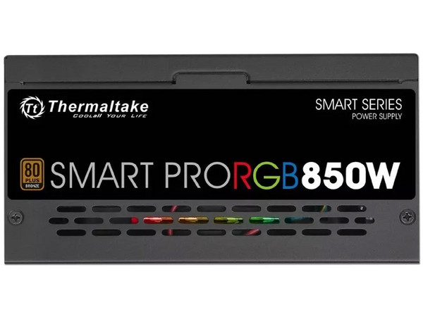 Fuente de poder Modular Thermaltake Smart Pro RGB de 850W, Zero Fan, ATX, 80 Plus Bronze.