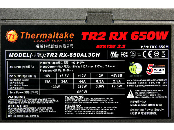 Fuente de Poder Thermaltake Modular TR2RX de 650W
