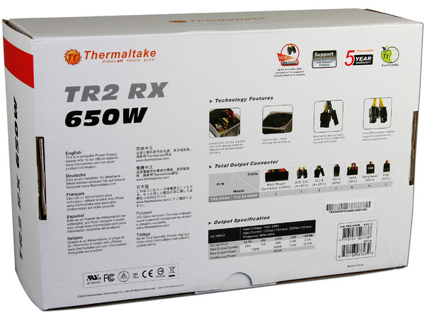 Fuente de Poder Thermaltake Modular TR2RX de 650W
