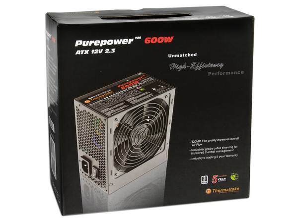 Fuente de Poder Thermaltake PurePower 80 PLUS de 600W