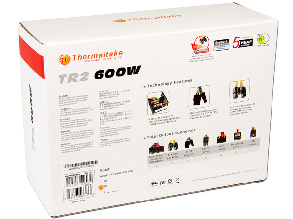 Fuente de Poder Thermaltake TR2 de 600W