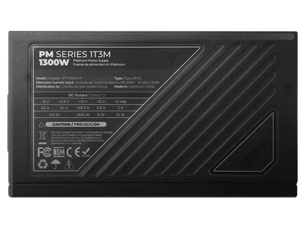 Fuente de Poder Modular Yeyian PM Series 1T3M de 1300W, 80 Plus Platinum, ATX. Color Negro.