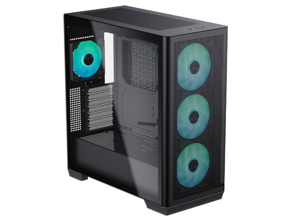 Gabinete APNX C1-BK-V1, Media Torre, ATX, ARGB, No incluye fuente de poder. Color Negro.
