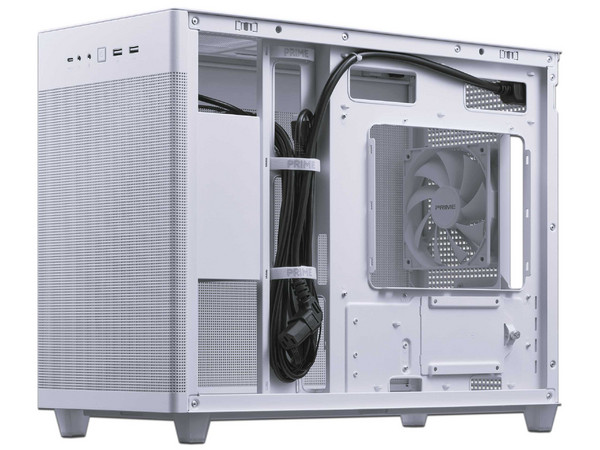Gabinete ASUS Prime AP201, Mid-Tower, Micro-ATX, (No incluye fuente de poder). Color blanco.
