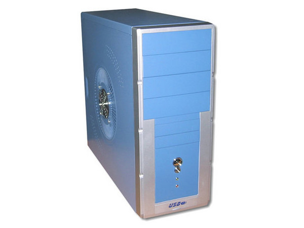 Gabinete Acteck Brunswick- Azul, ATX con fuente de 350W, panel lateral con ventilación.