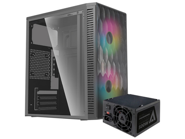 Gabinete Acteck Fuji GC470, Micro-ATX, (Incluye fuente de 500W). Color Negro. (Caja abierta)