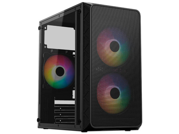 Gabinete ACTECK Doom Pro Mesh GI730M, Mini Tower, Micro-ATX, Incluye Fuente de Poder de 600W. Color Negro.