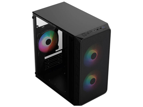 Gabinete ACTECK Doom Pro Mesh GI730M, Mini Tower, Micro-ATX, Incluye Fuente de Poder de 600W. Color Negro.