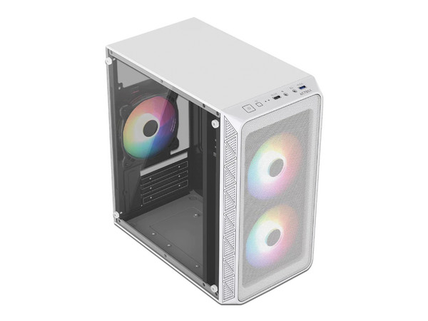 Gabinete ACTECK Doom Pro Mesh GI730M, Mini Tower, Micro-ATX, Incluye Fuente de Poder de 600W. Color Blanco.