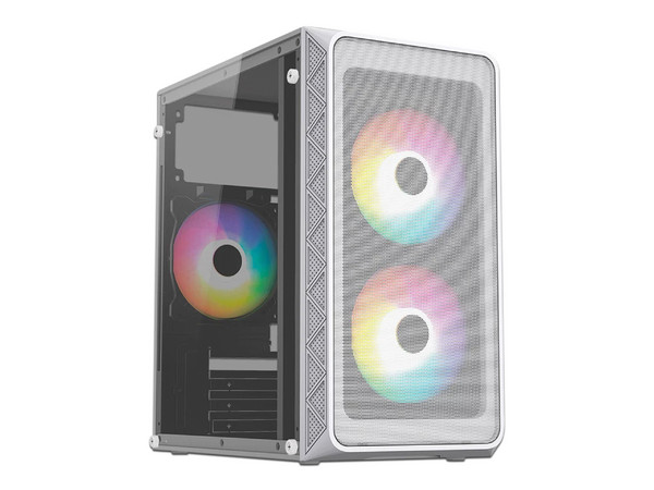 Gabinete ACTECK Doom Pro Mesh GI730M, Mini Tower, Micro-ATX, Incluye Fuente de Poder de 600W. Color Blanco.